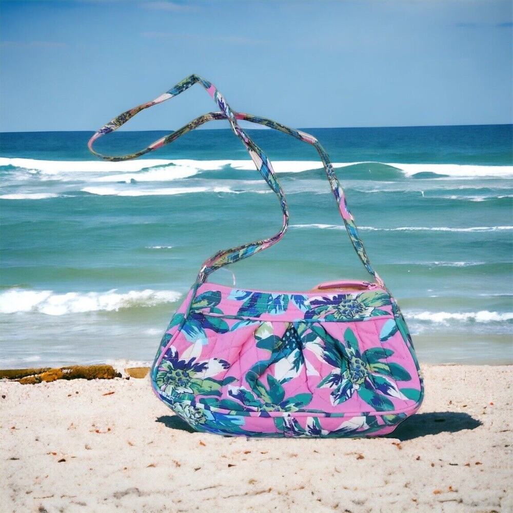 Vera Bradley Small Crossbody‎ Purse Tropical Paradise Pink Floral Adjust. Strap